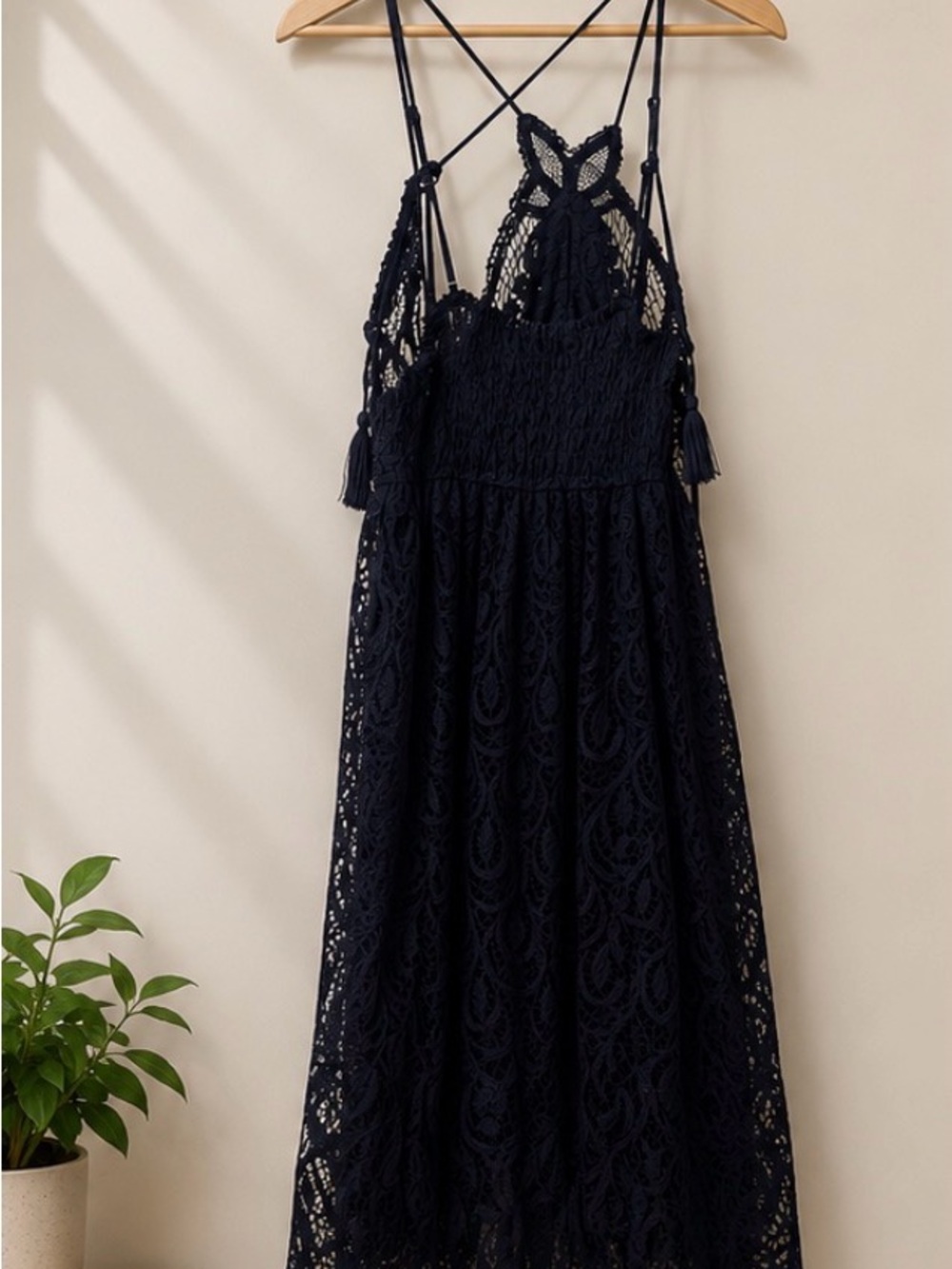 Free People Dark Blue Lace Maxi Dress